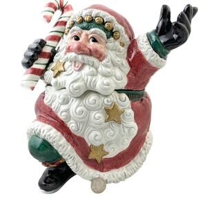 Fitz and Floyd Santa Large Cookie Jar 12" Snow Business Vintage Used Good